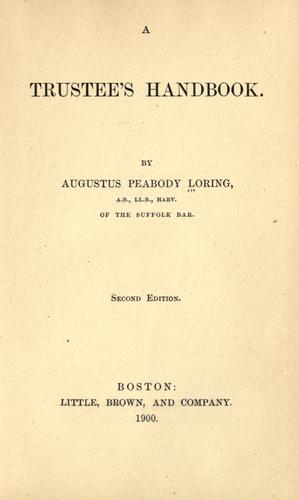 Cover for A trustee's handbook.