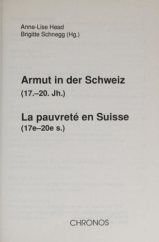 Cover for Armut in der Schweiz (17.-20. Jh.) =