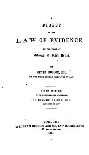 Cover for Digest of the Law of Evidence