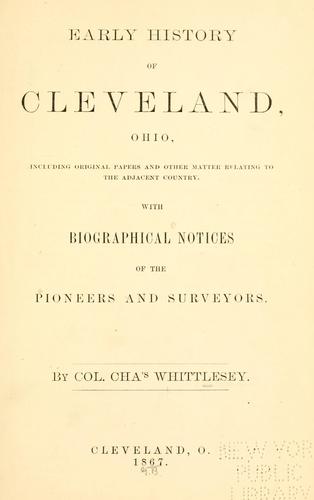 Cover for Early history of Cleveland, Ohio