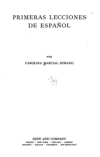 Cover for Primeras lecciones de español
