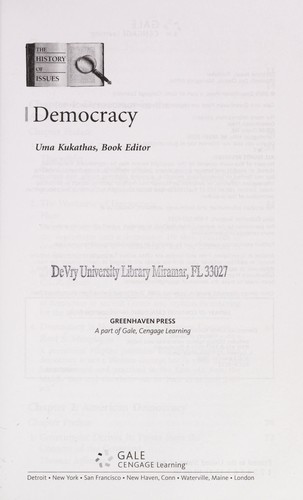 Cover for Democracy (History of Issues)
