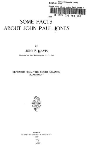 Cover for Some facts about John Paul Jones