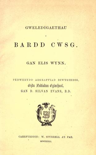 Cover for Gweledigaethau y bardd cwsg ...