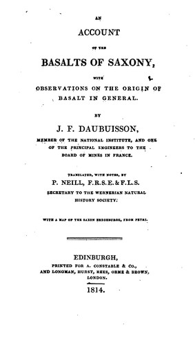 Cover for An Account of the Basalts of Saxony,: With Observations on the Origin of Basalts in General