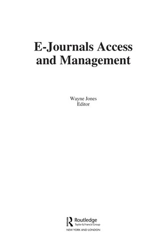 Cover for E-journals access and management
