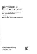 Cover for How tolerant is universal grammar?