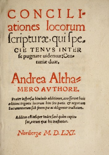 Cover for Conciliationes locorum scripturae