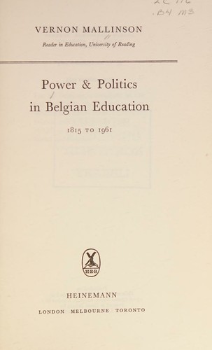 Cover for Power & politics in Belgian education, 1815-1961.