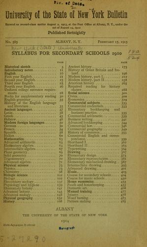 Cover for Syllabus for secondary schools, 1910 ...
