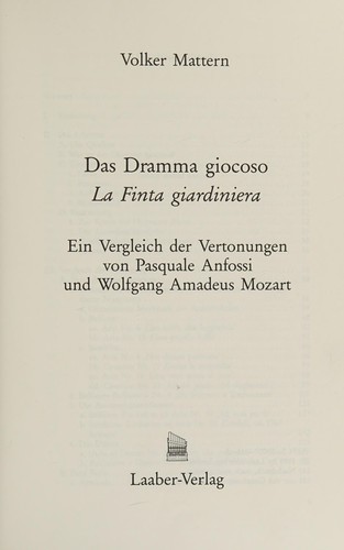 Cover for Das Dramma giocoso