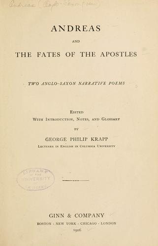 Cover for Andreas and The fates of the apostles