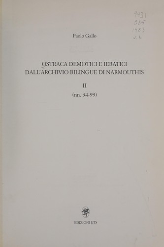 Cover for Ostraka greci da Narmuthis (OGN I)