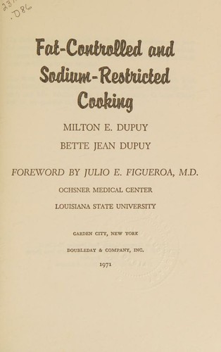Cover for Fat-controlled and sodium-restricted cooking