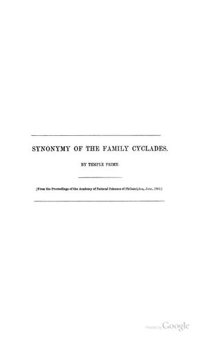 Cover for Synonymy of the Cyclades