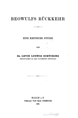 Cover for Beowulfs Rückkehr : Eine kritische Studie