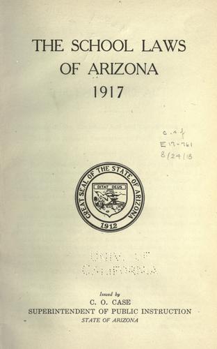 Cover for The school laws of Arizona