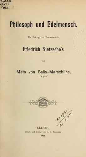 Cover for Philosoph und Edelmensch