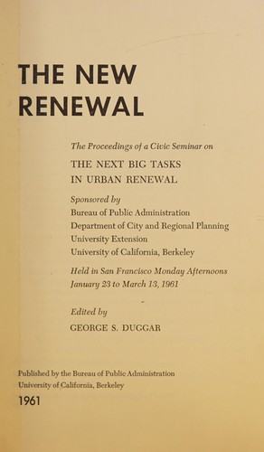 Cover for The new renewal
