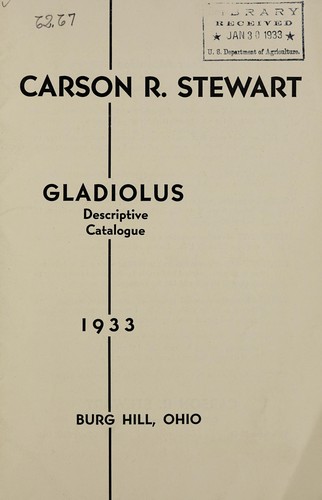 Cover for Gladiolus descriptive catalogue, 1933