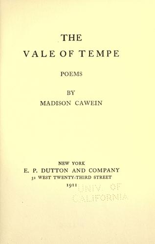 Cover for The vale of Tempe