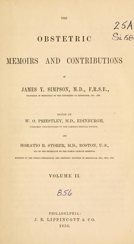 Cover for The obstetric memoirs and contributions of James Y. Simpson