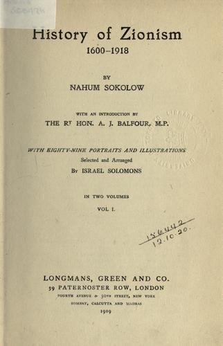 Cover for History of Zionism