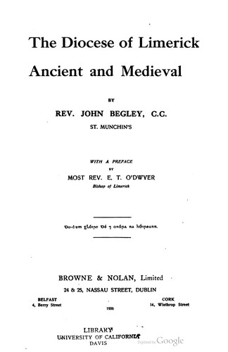 Cover for The Diocese Of Limerick, Ancient And Medieval