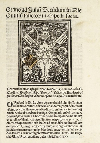 Cover for Oratio ad Juliũ Secũdum in Die Omniũ sancto[rum] in Capella facta