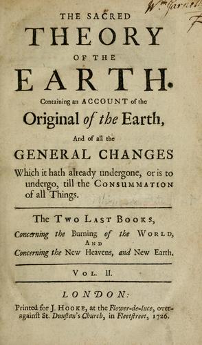 Cover for The sacred theory of the earth