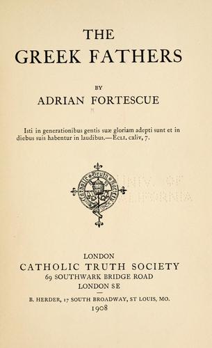 Cover for The Greek fathers