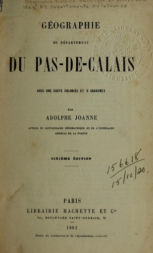 Cover for Géographie du département du Pas-de-Calais.