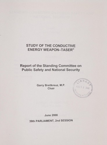 Cover for Study of the conductive energy weapon-Taser