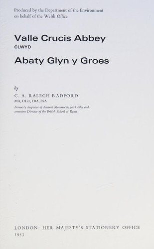 Cover for Valle Crucis Abbey, Clwyd = Abaty Glyn y Groes