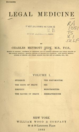 Cover for Legal medicine