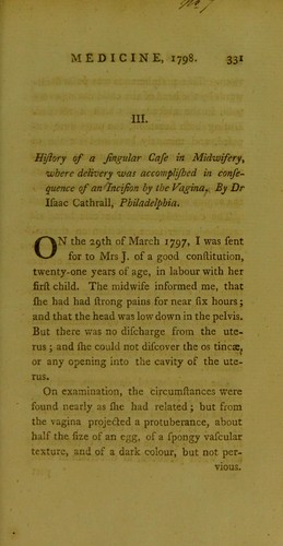 Cover for History of a singular case in midwifery, where delivery was accomplished in consequence of an incision by the vagina