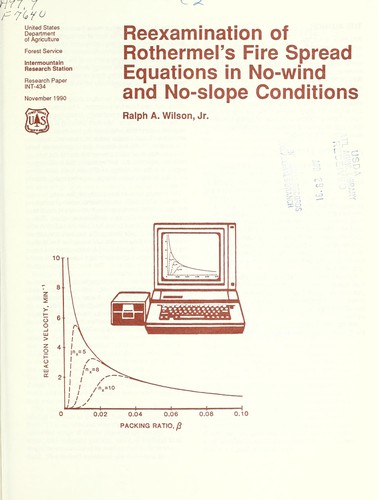 Cover for Reexamination of Rothermel's fire spread equations in no-wind and no-slope conditions
