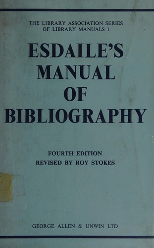 Cover for Esdaile's manual of bibliography.