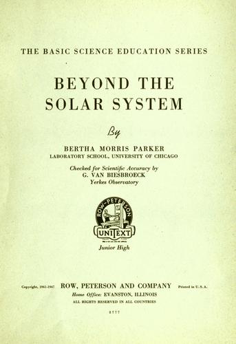 Cover for Beyond the solar system