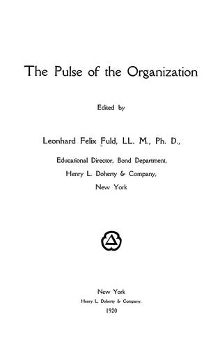 Cover for The pulse of the organization
