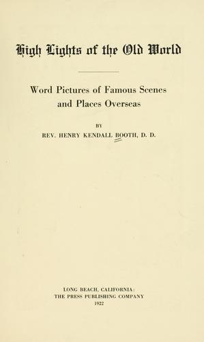 Cover for High lights of the Old World