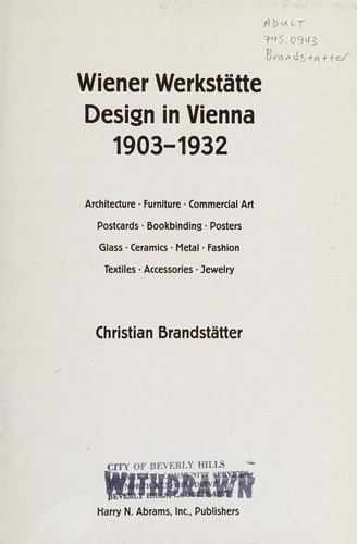 Cover for Wiener Werkstätte, design in Vienna 1903-1932
