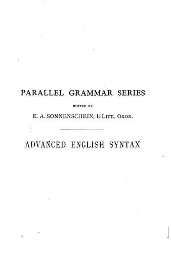 Cover for An advanced English syntax: based on the principles and requirements of the Grammatical Society