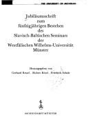 Cover for Jubiläumsschrift zum fünfzigjährigen Bestehen des Slavisch-Baltischen Seminars der Westfälischen Wilhelms-Universität Münster