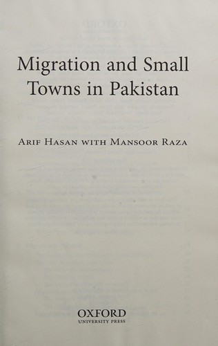 Cover for Migration and small towns in Pakistan