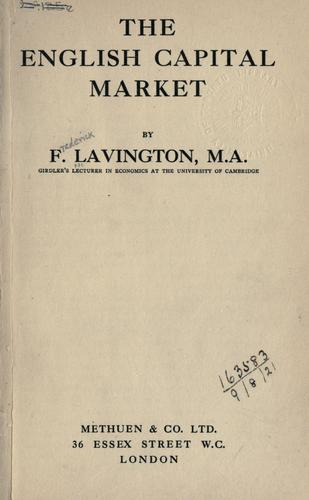 Cover for The English capital market.