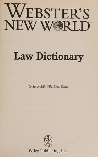 Cover for Webster's new world law dictionary