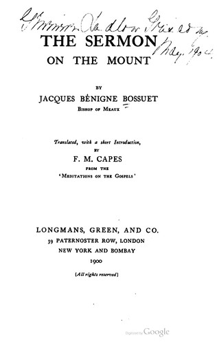 Cover for The Sermon On The Mount