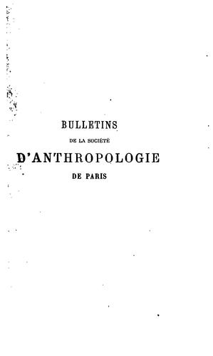 Cover for Bulletins de la Société d'anthropologie de Paris