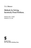 Cover for Methods for solving incorrectly posed problems